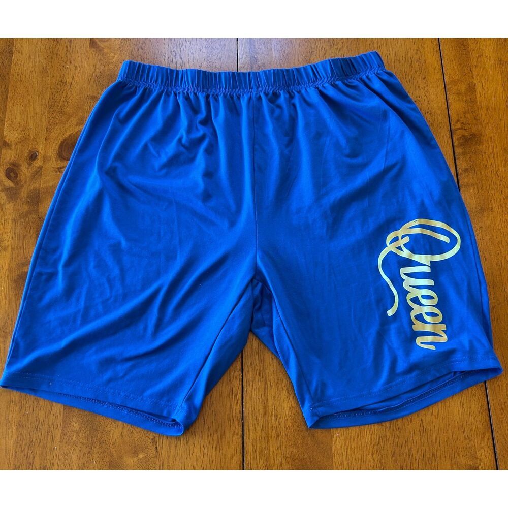 Blue Gold Athletic Shorts Elastic Waist
